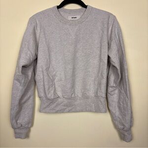 BUCK MASON Heather Gray Sweatshirt Size Small 100% Cotton Crop Neutral Basics